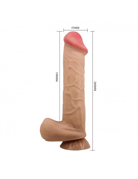DILDO REALISTICO VERTEBRADO CON PIEL EXTENSIBLE 26CM